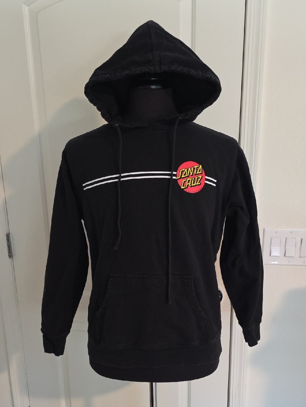 Santa Cruz Skateboards Pullover Hoodie - Classic Logo, BLACK, BOY'S Sz LARGE
